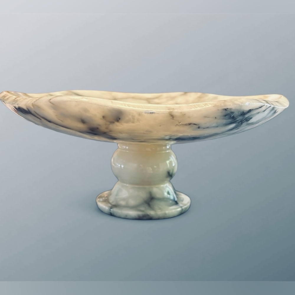 Vintage Italian alabaster pedestal compote
